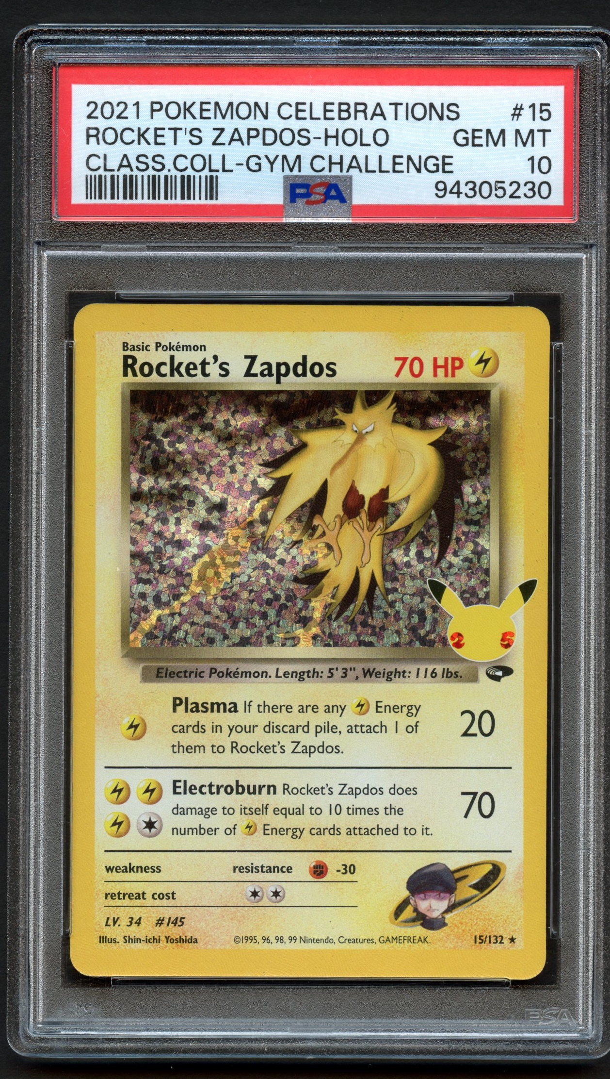PSA 10 Rocket's Zapdos - Classic Collection Celebrations - 2021