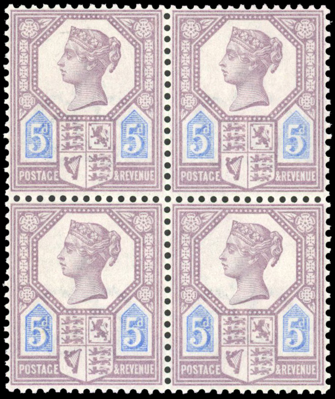 GB 5d Jubilee block in very pale shade mint