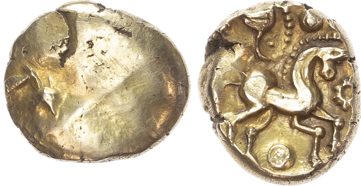 Trinovantes & Catuvellauni, Uninscribed (c. 60-20 BC) AV Stater, ‘Late Whaddon Chase’ type, 5.66g. 