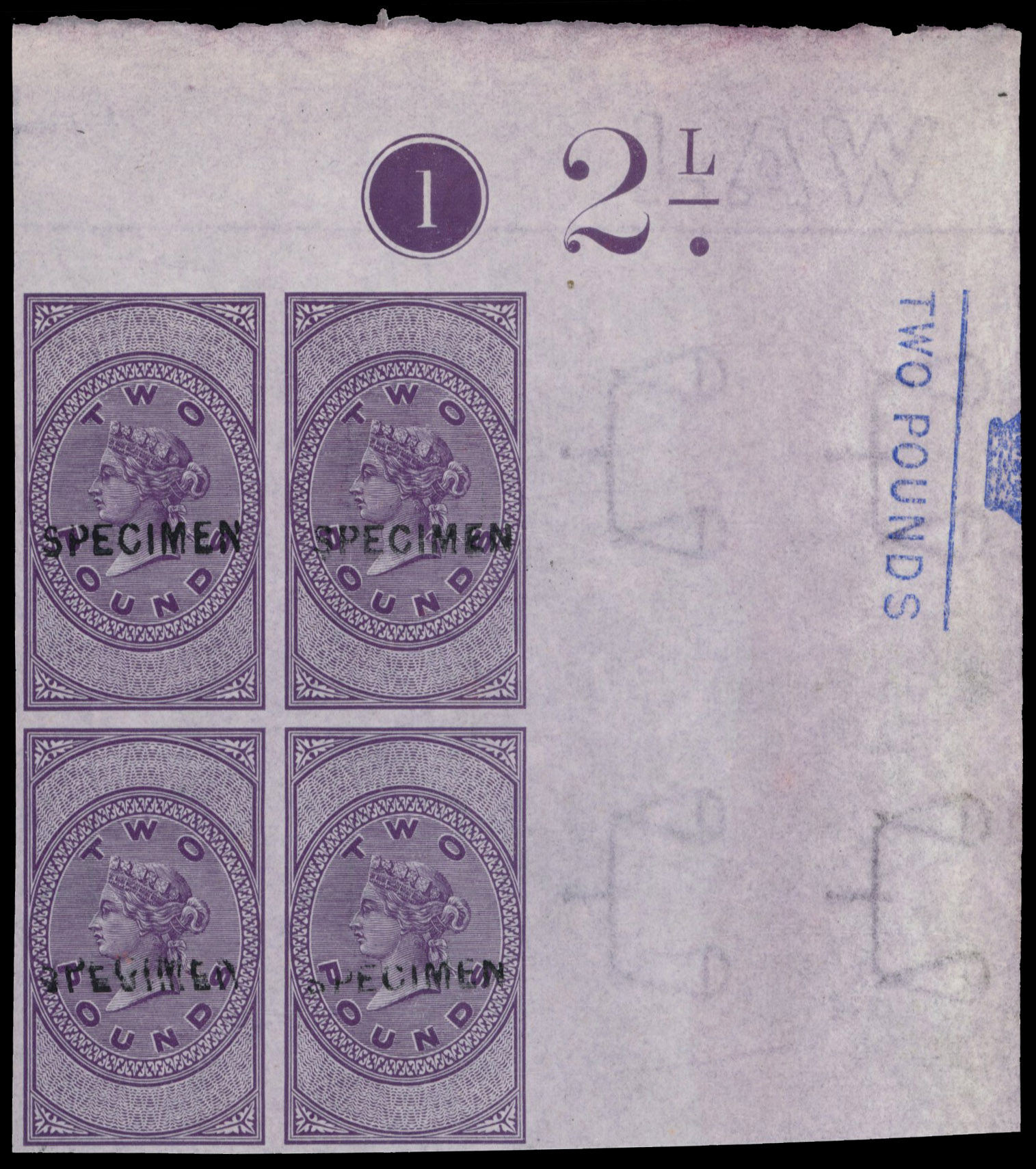GB Unappropriated Dies £2 Specimen block