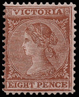 1867-81 8d red-brown/pink (glazed paper), W19, perf 12,...