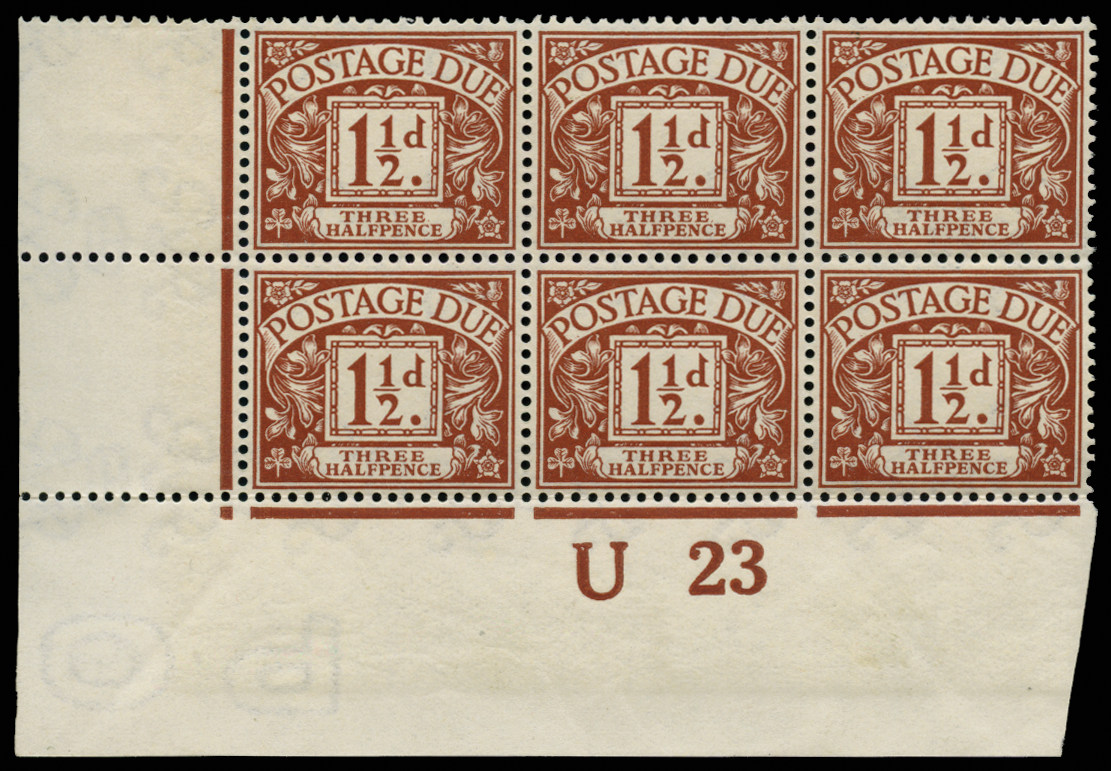 GB 1923  SGD3wi Postage Due Wmk. Sideways inverted U23 control