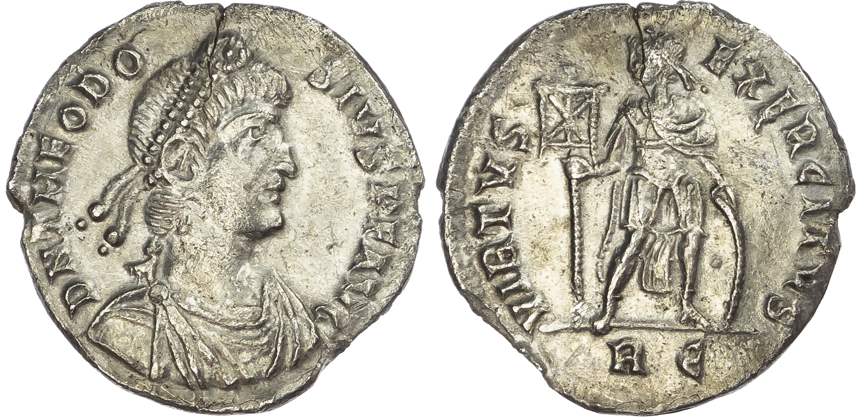 Theodosius I (AD 379-395) AR Miliarense, Rome, AD 379-283, 4.17g.