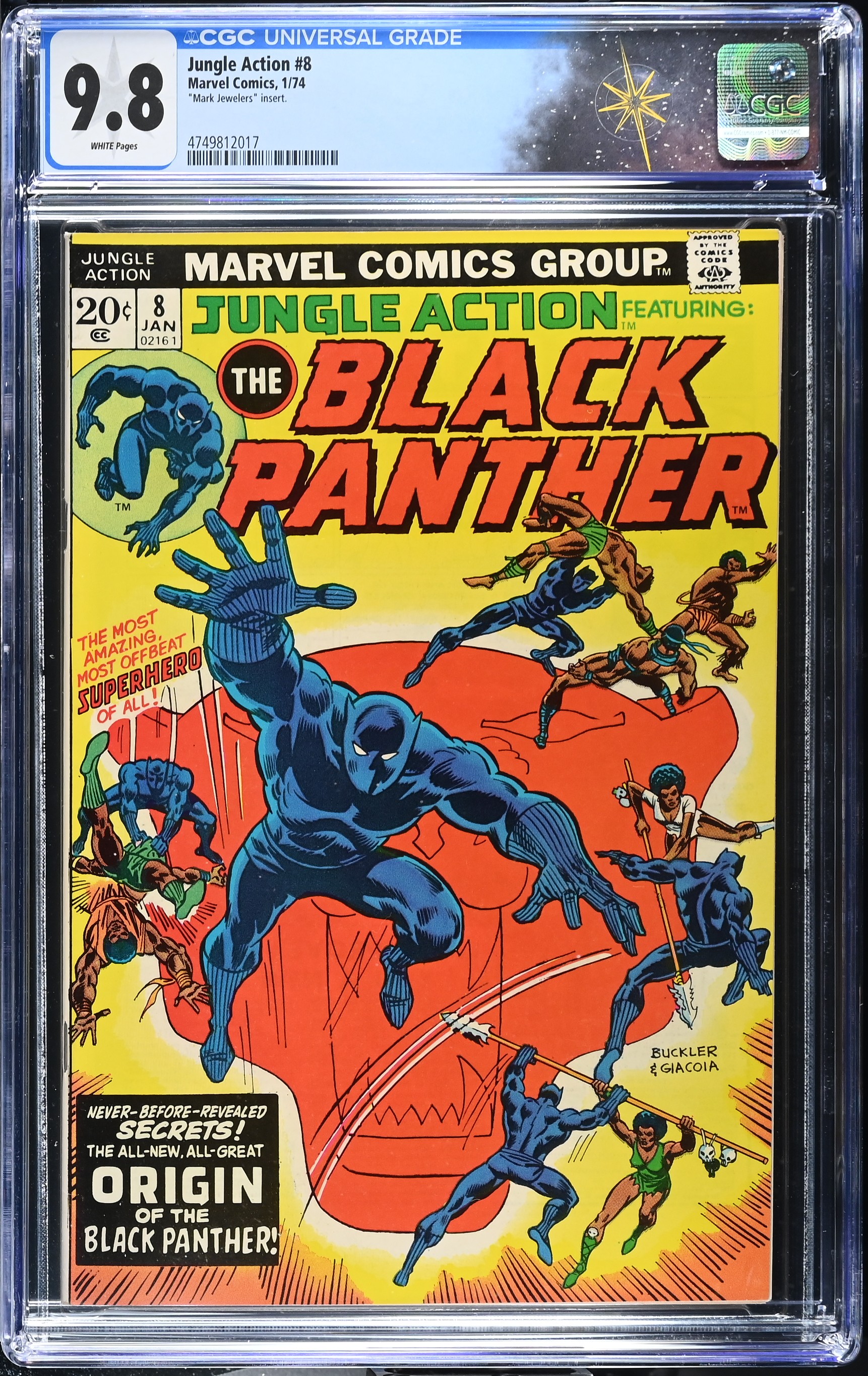 Jungle Action #8 CGC 9.8 Origin of the Black Panther (Marvel Comics, 1974) White Pages