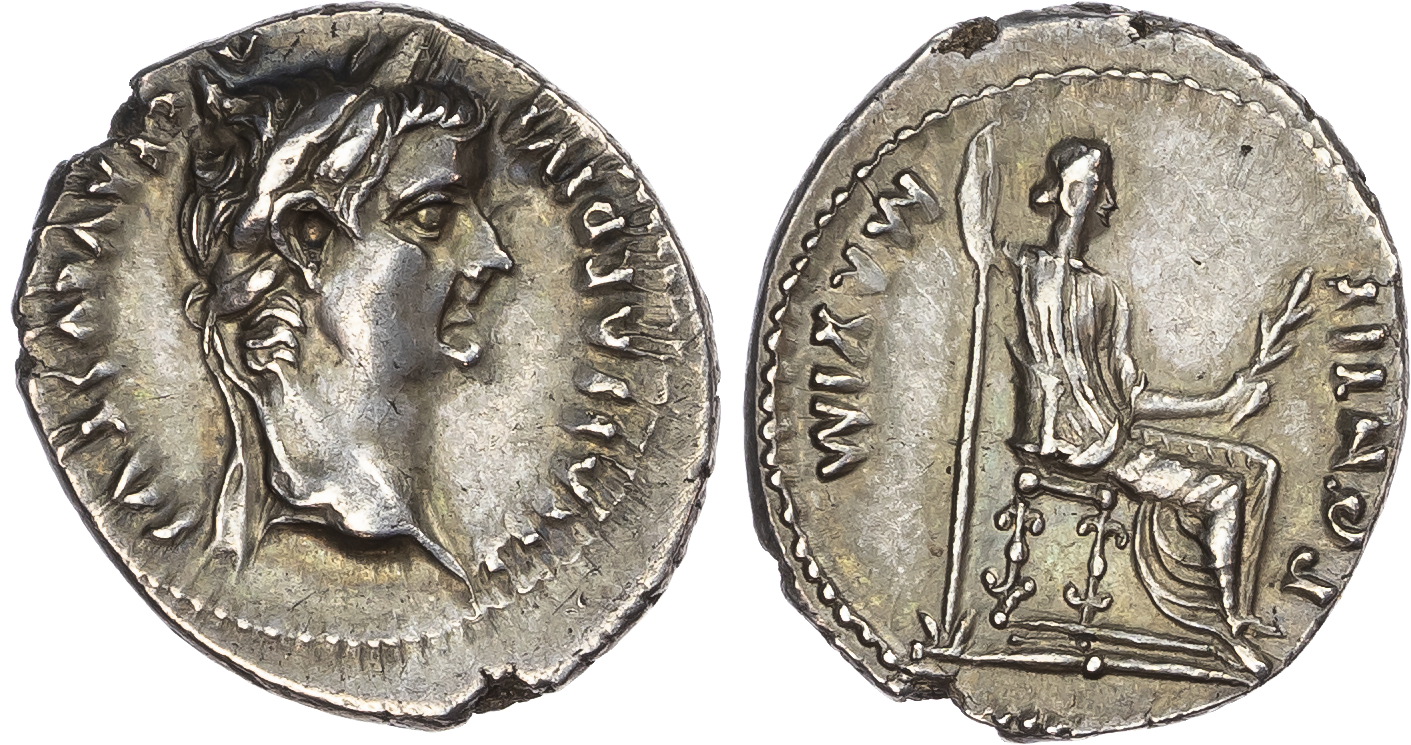 Tiberius (AD 14-37) AR Denarius, Lugdunum, c. AD 18-35, 3.74g. 