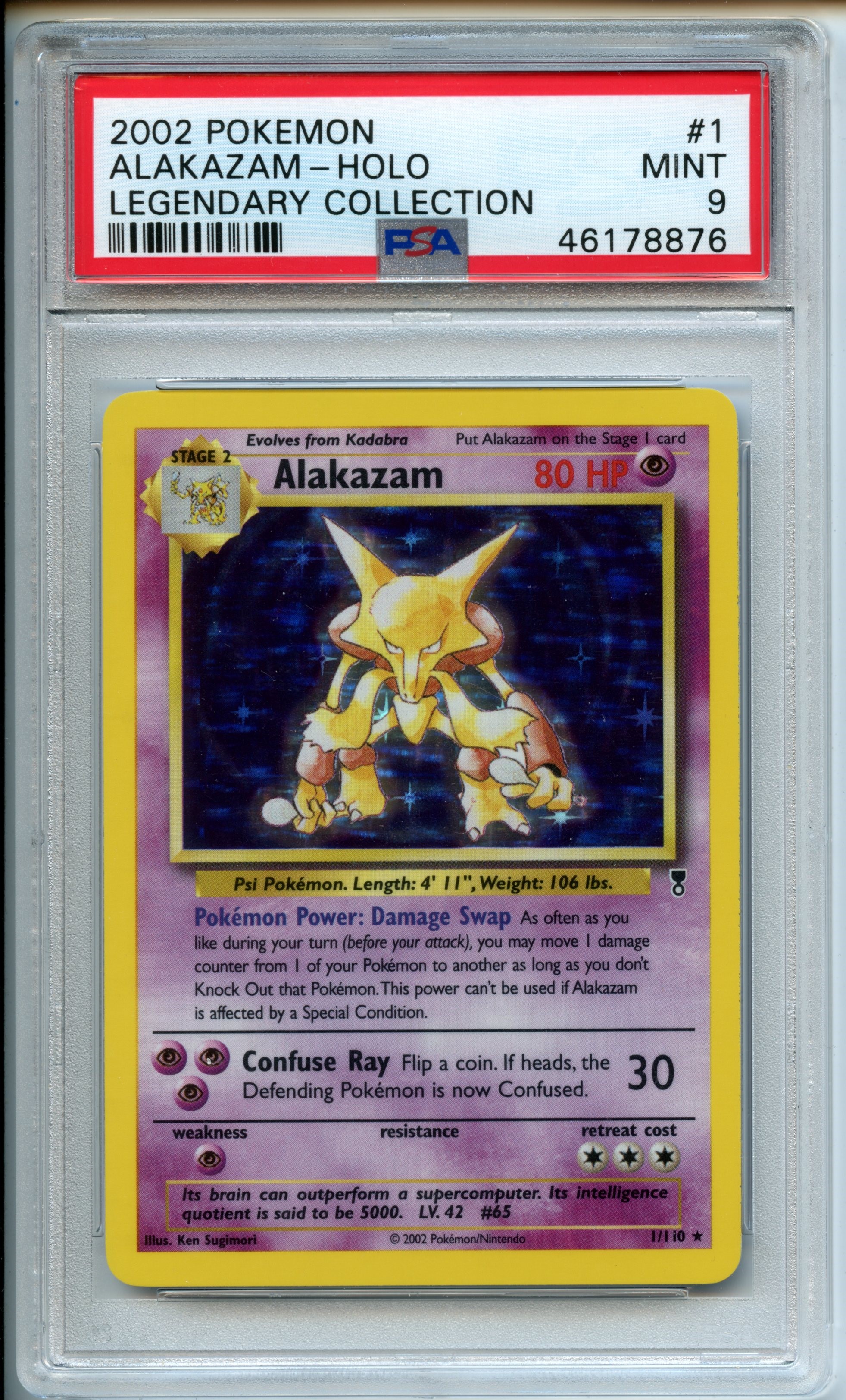 Pokémon TCG - Alakazam - Holo Legendary Collection - PSA 9