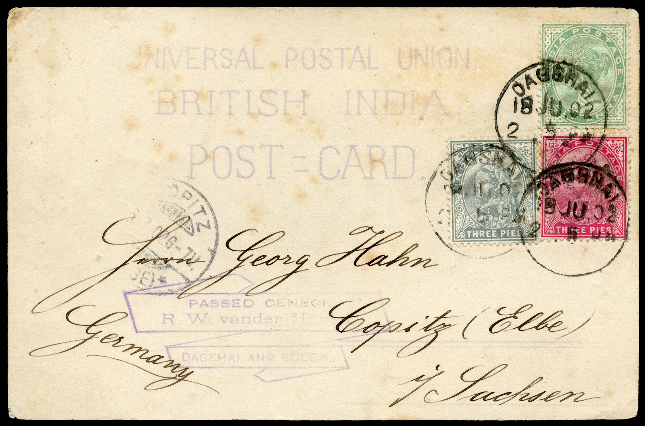 India Boer War manufactured P.O.W. ppc used