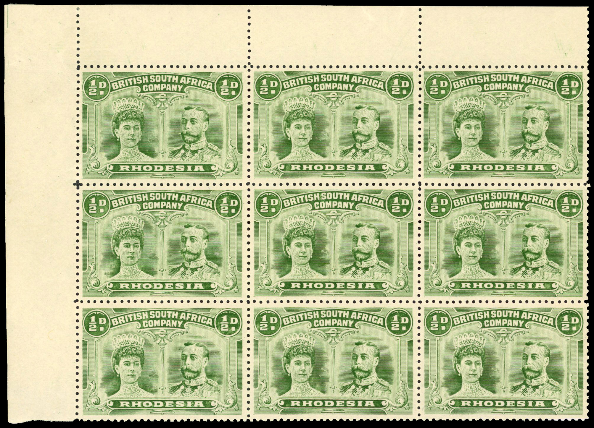 † ½d yellow-green RJL 1 block of nine mint