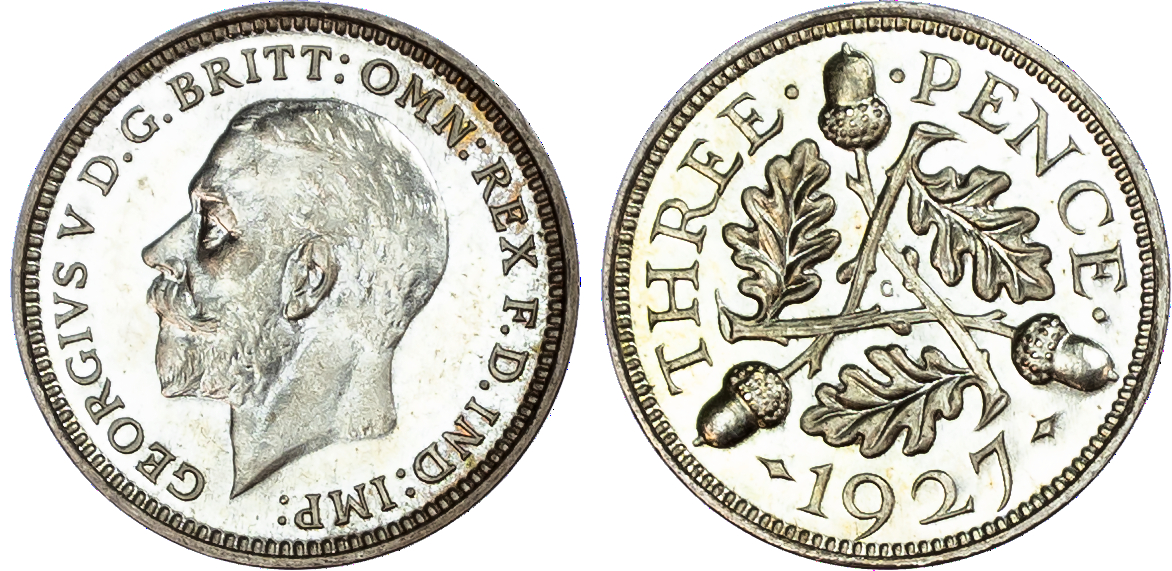 George V (1910-36), Proof Threepence, 1927