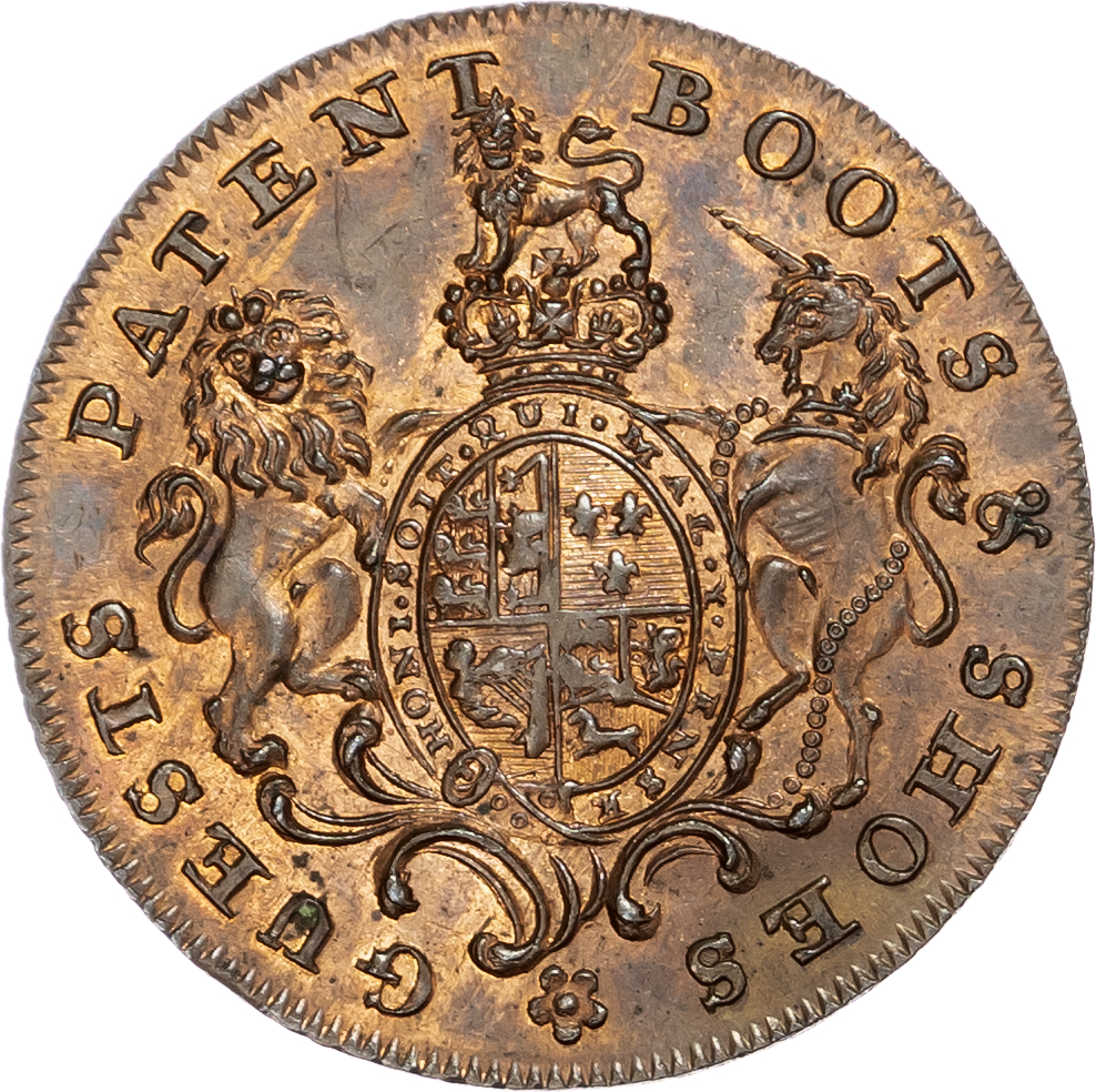 London – Blackfriars, Barnet Guest (boot & shoe manufacturer) Halfpenny 1795