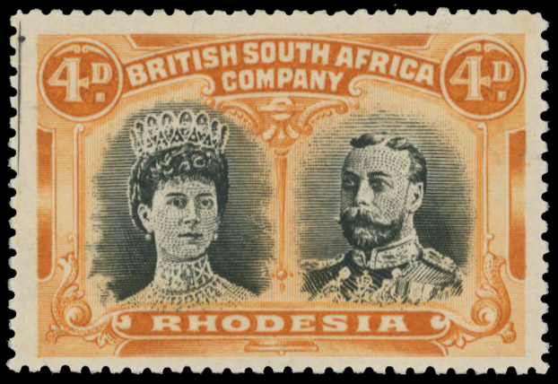 4d olive-black and yellow-orange RSC D, position 43 printer's mark at upper left mint