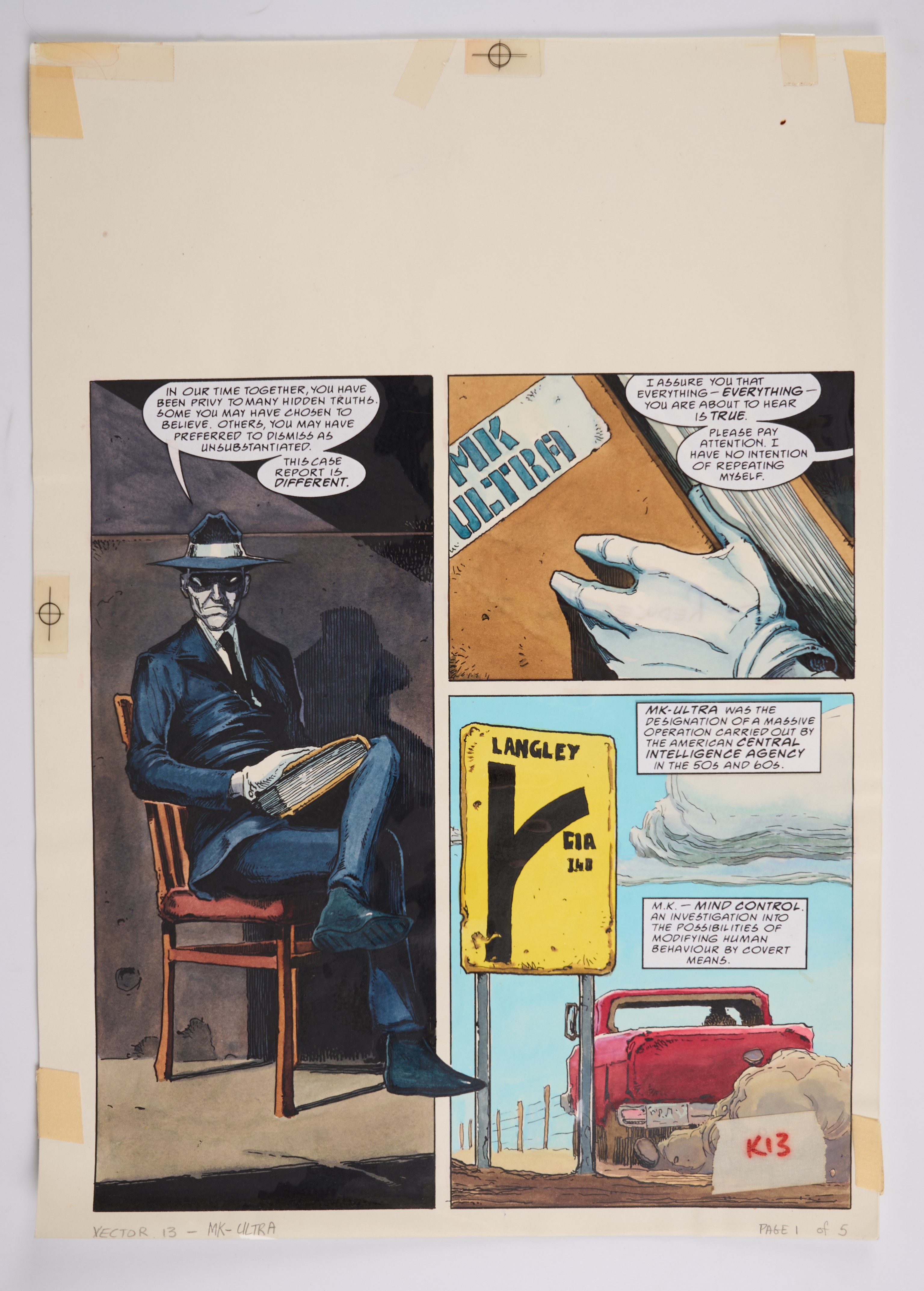 Alex Ronald 2000 AD Prog #1067 Case Six: MK-Ultra Vector 13 Colour Story Pages (Fleetway, 1997) Total 5