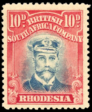Rhodesia 10d SG 270a light blue and scarlet-vermilion mint