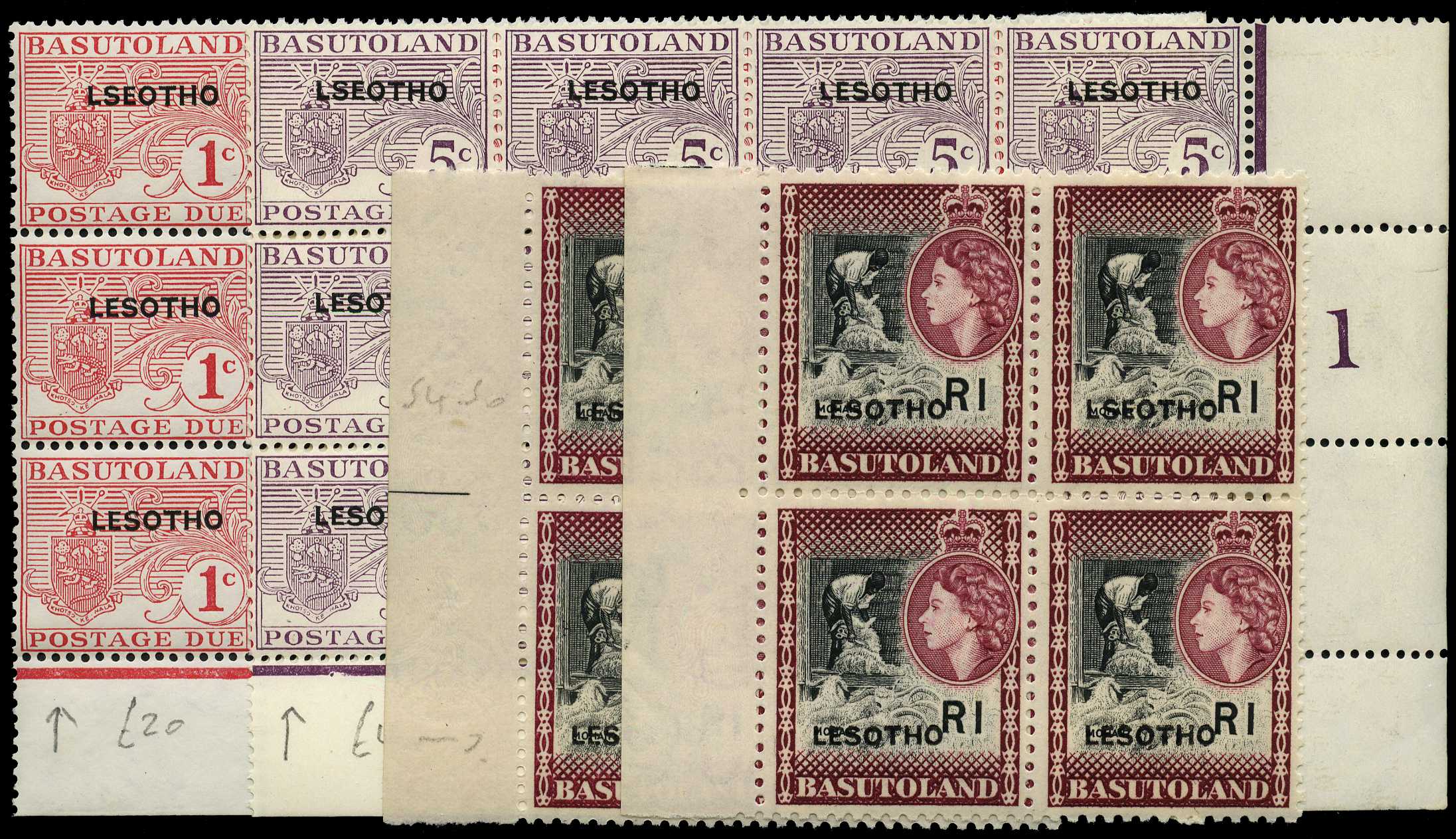 1966 1r both watermarks in matched...