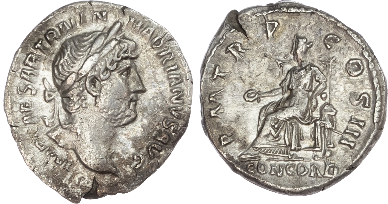 Hadrian (AD 117-138) AR Denarius, mint of Rome, AD 121-123, 3.10g.