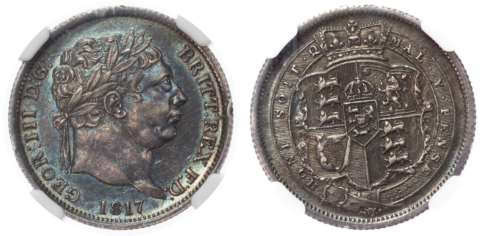 George III (1760-1820), Shilling, 1817, Laureate head - NGC AU55