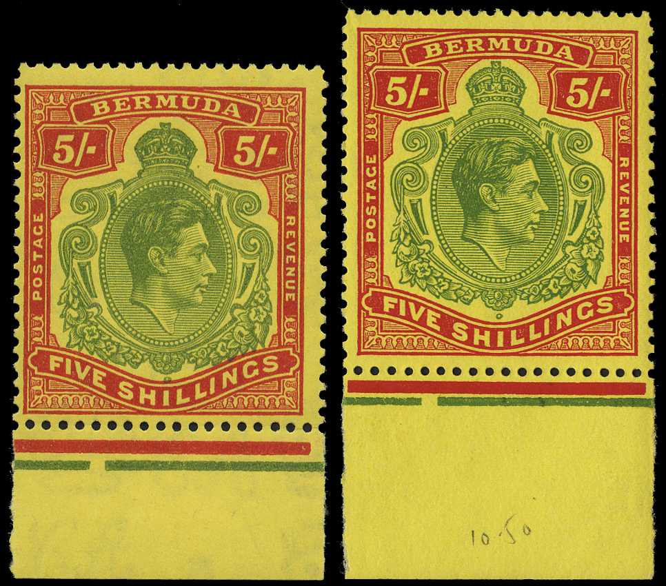 1949 (Dec.) 5/- ordinary paper and 1950...