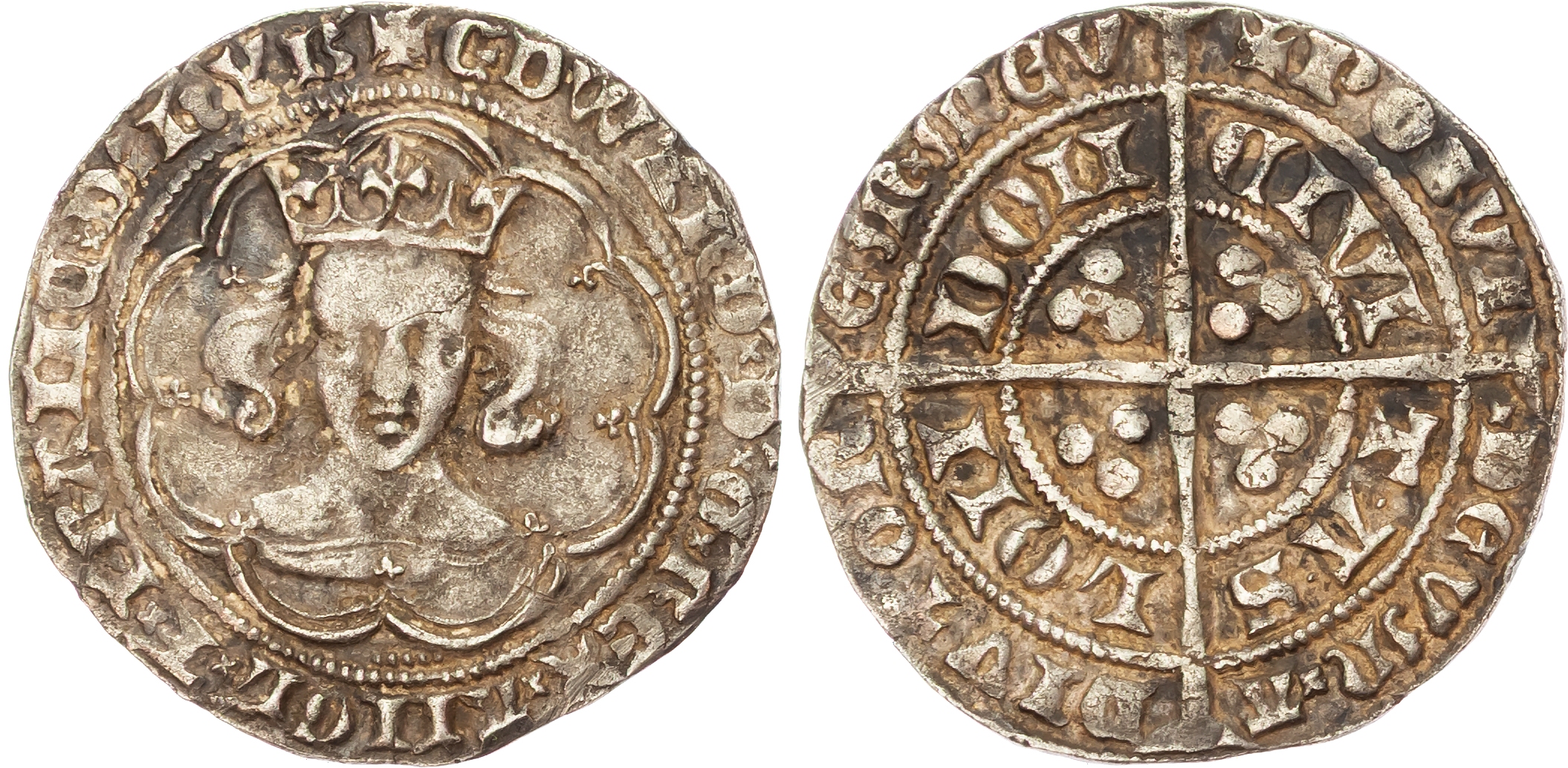 Edward III (1327-1377). AR halfpenny. Type G, Third ("Florin") coinage, 1344-1351.