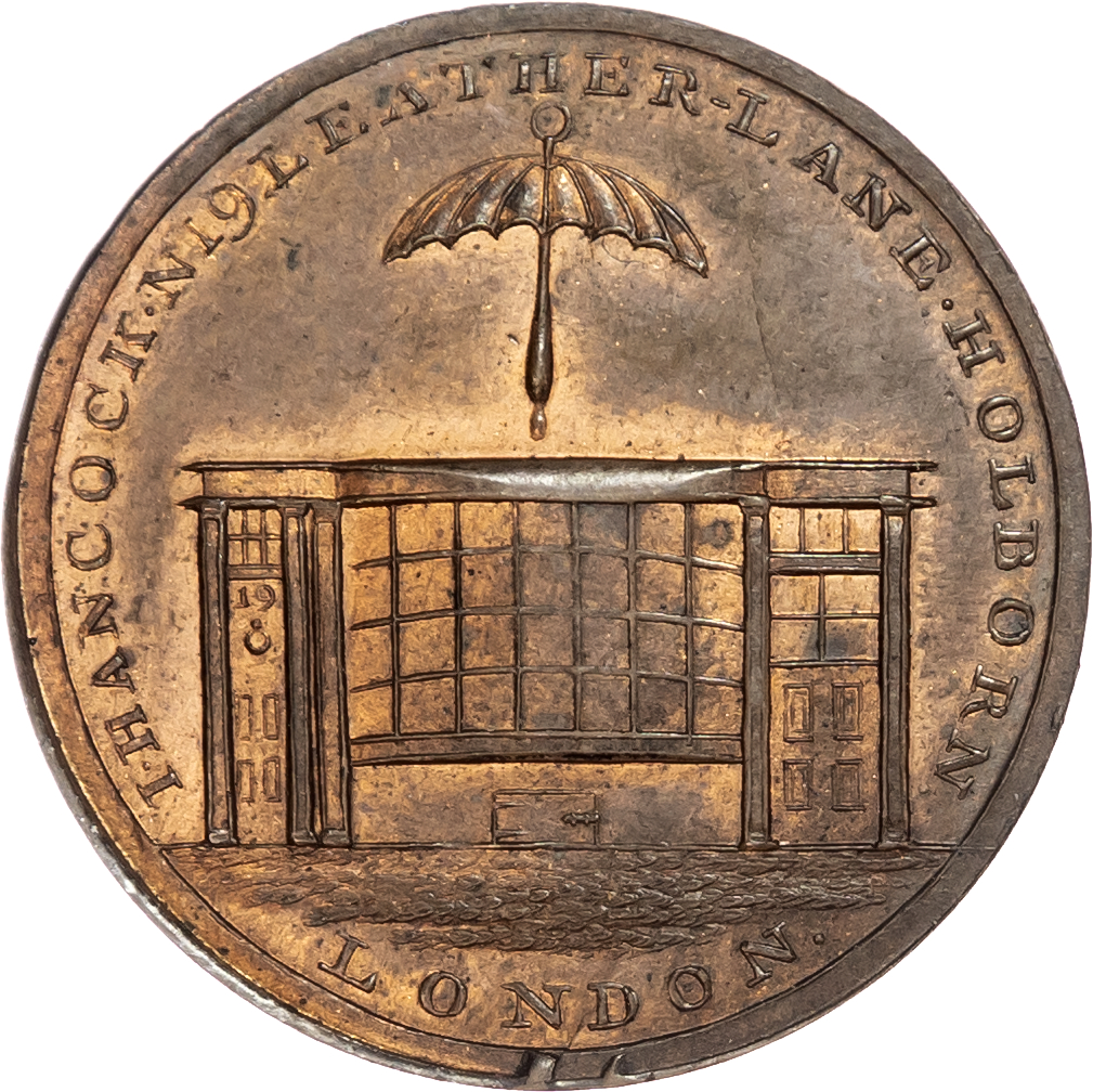 London – Holborn, John Hancock (umbrella manufacturer and numismatist) Halfpenny 1796