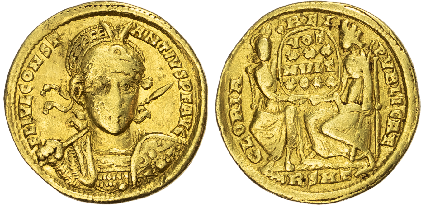 Constantius II (AD 337-361) AV Solidus, Rome, AD 355-357, 4.38g.