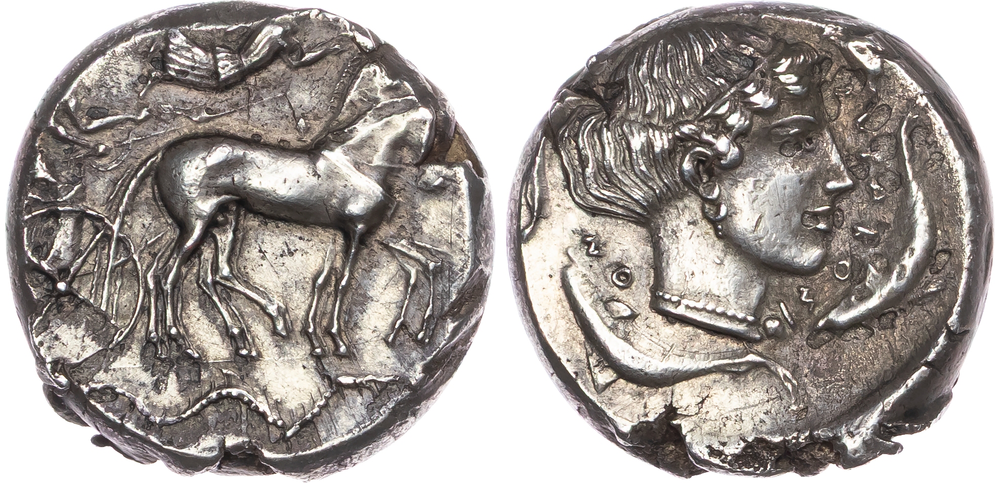 Sicily, Syracuse, Second Democracy (c. 446-405 BC) AR Tetradrachm, c. 450 BC, 17.38g.