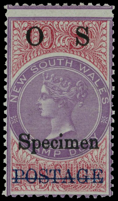 1887-90 10s mauve and claret official...