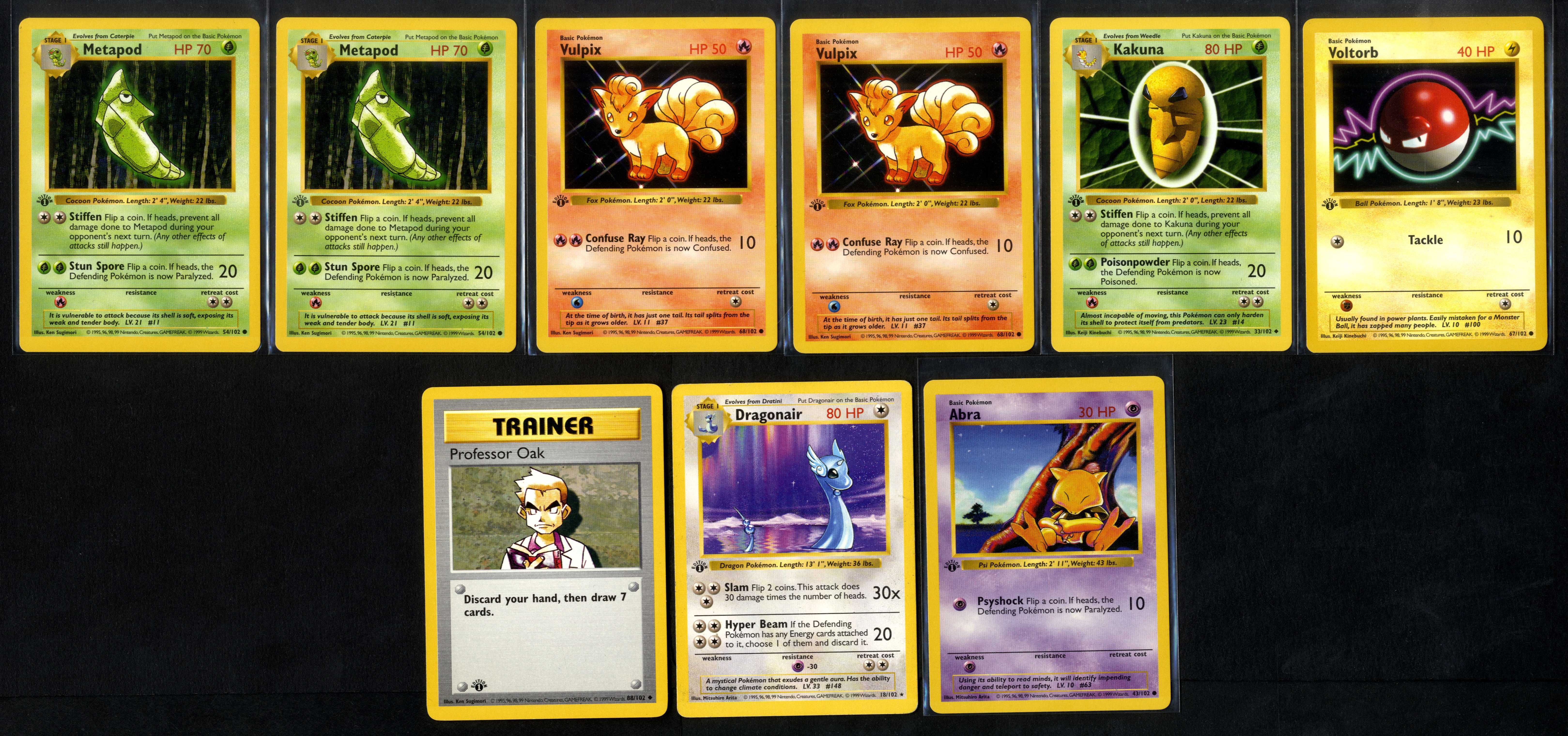 1st Edition Shadowless Base Set Bundle - 9 cards