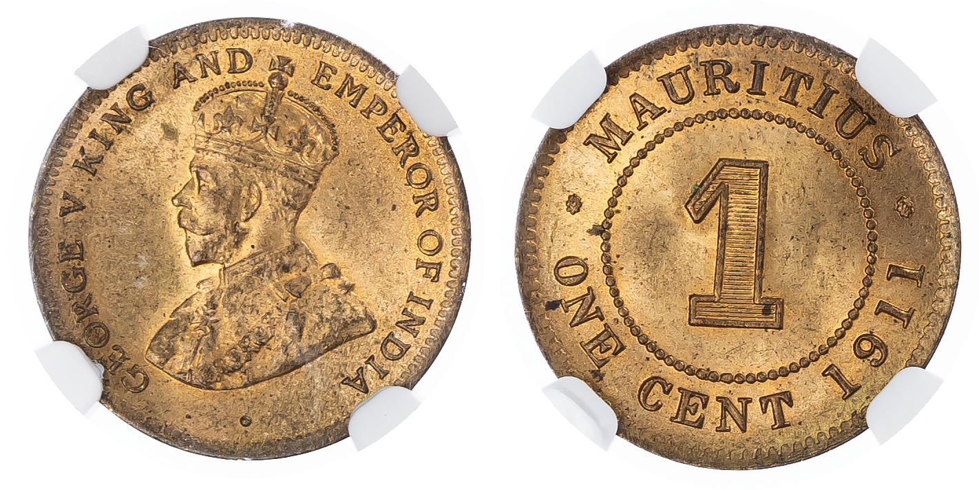 Mauritius, British Colonial. George V CU 1 Cent. 1911. 