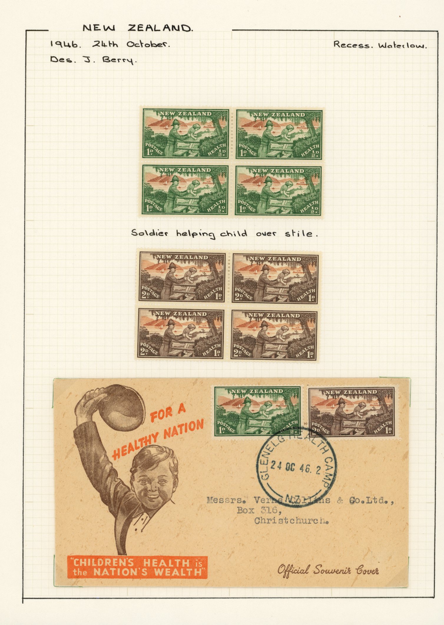 1944 Health Soldier and Child small group with...