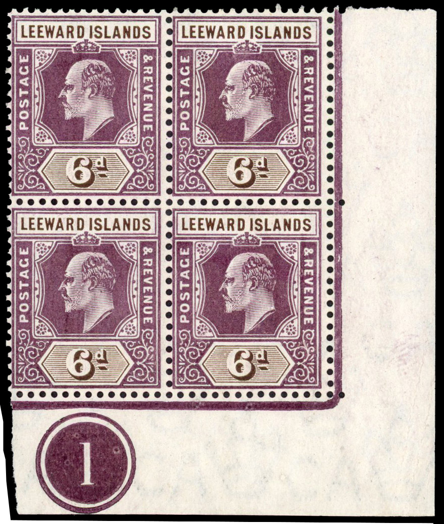 Leeward Islands SG 34 Plate block mint