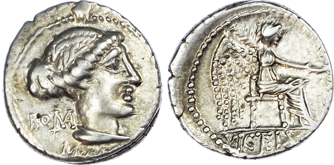 Roman Republic, M. Porcius Cato (89 BC) AR Denarius, mint of Rome, 4.07g.