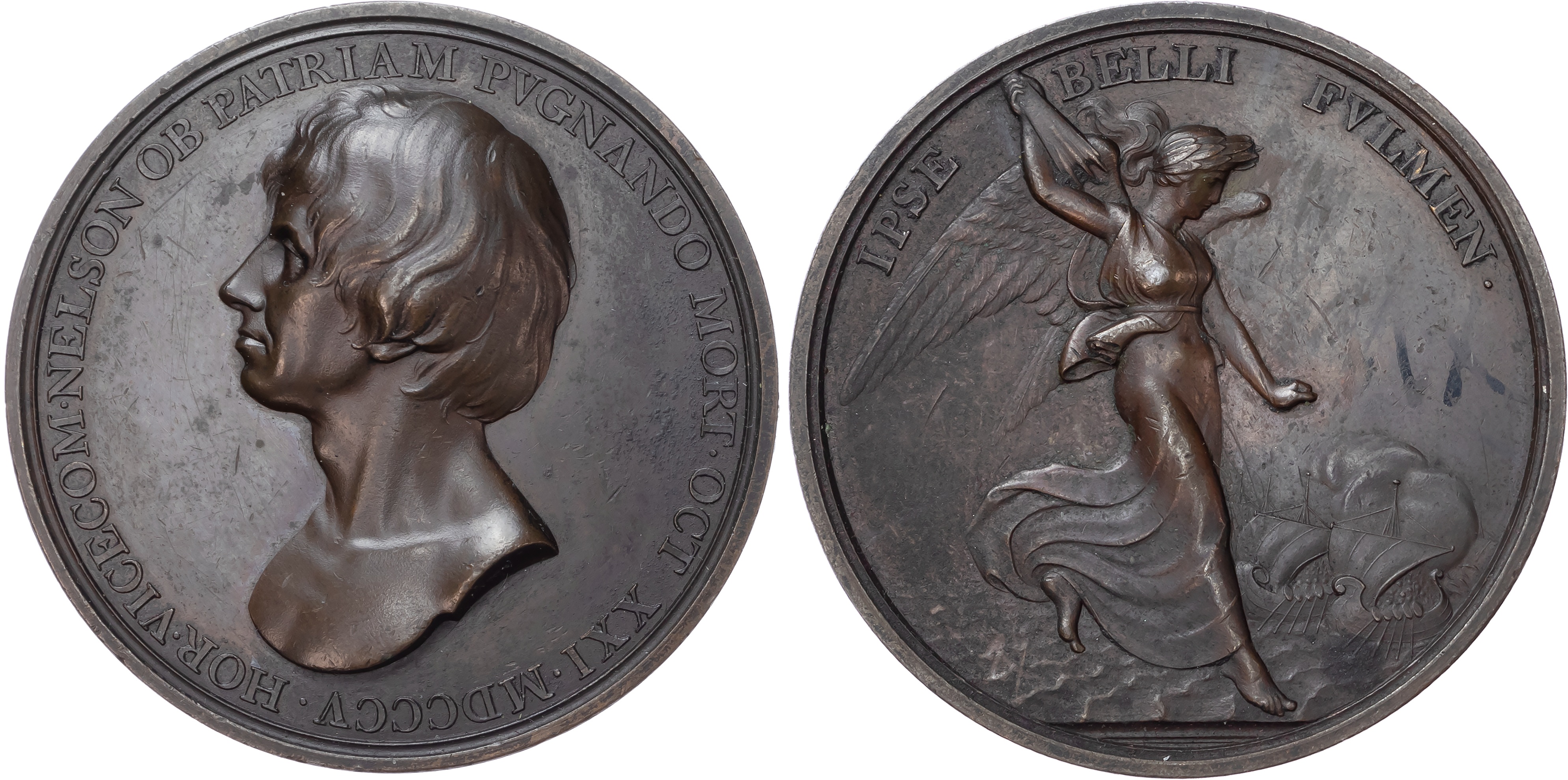 Admiral Lord Nelson (1758-1805) Death at the Battle of Trafalgar, copper medal (54mm/60.04gm), 1805, by Thomas Webb.