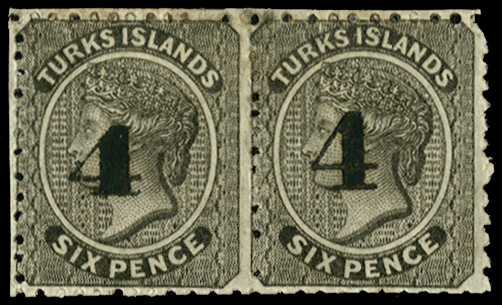 1881 '4' on 6d black, horizontal pair...