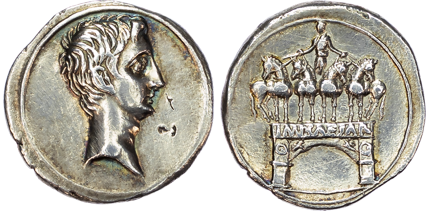 Octavian (44-27 BC) AR Denarius, Italian mint, c. 30-29 BC, 3.71g.