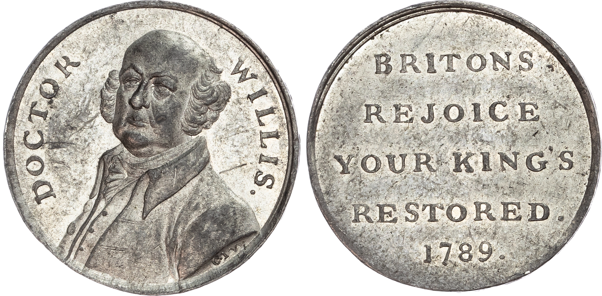 London, Social Series, White-metal Penny 1789.