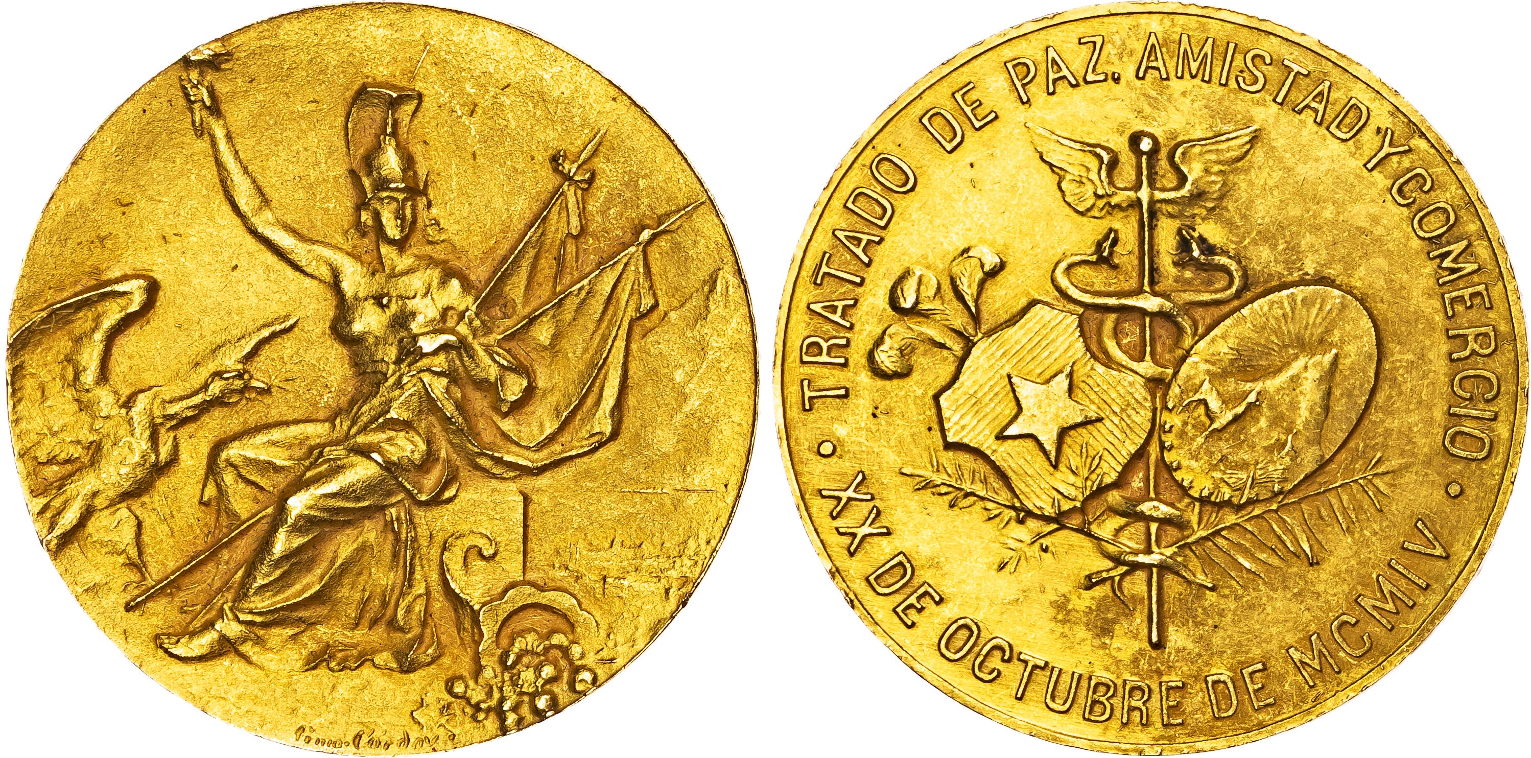 Chile / Bolivia, Treaty of Peace and Friendship 1904, Gold medal 1904.