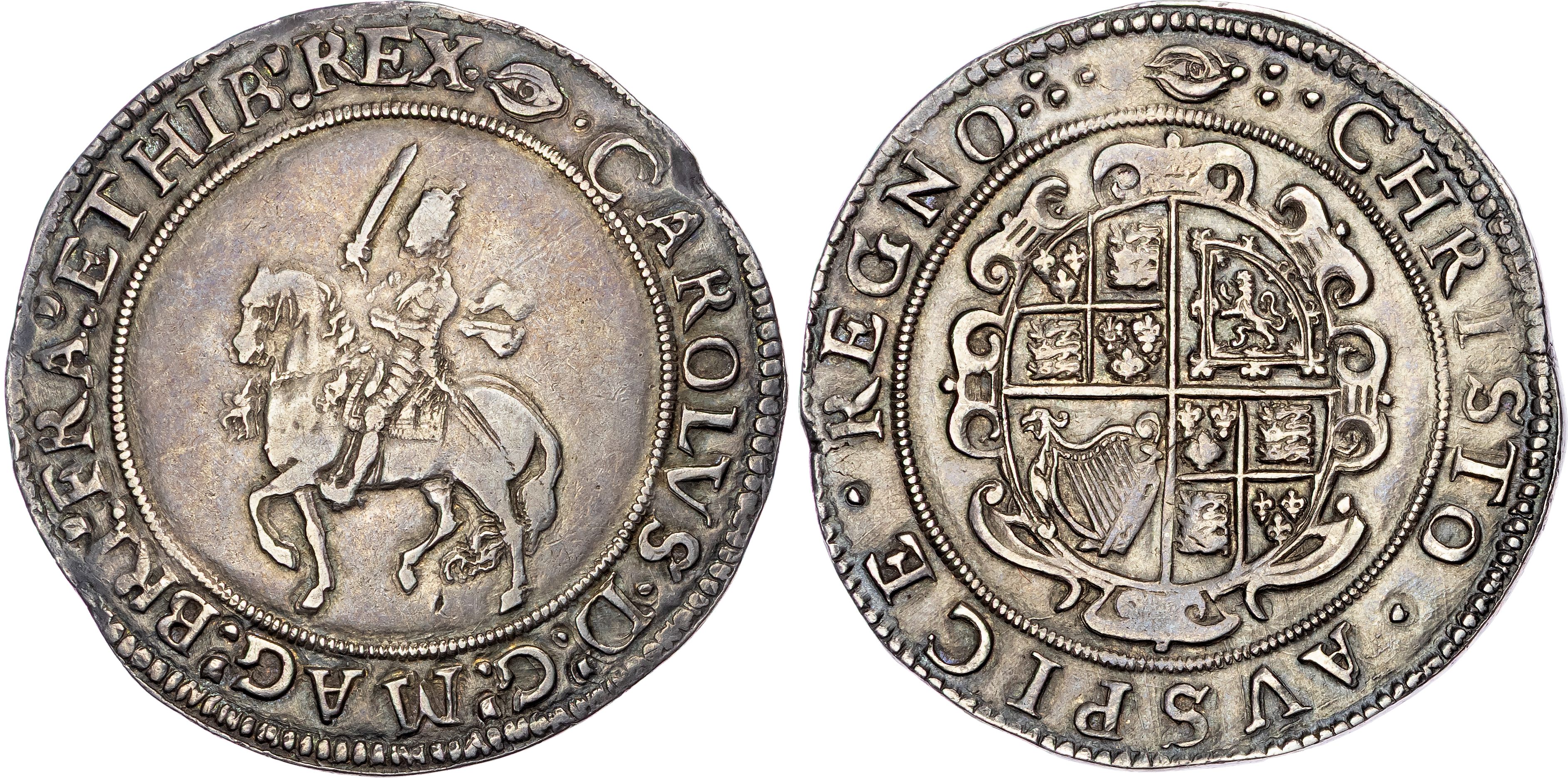 Charles I (1625‐1649), AR Crown, Group IV, type 4, Tower (London) mint (under Parliament), mm. eye (1645).
