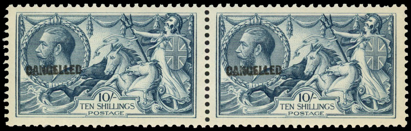 Great Britain SG 417 pair optd CANCELLED type 33 