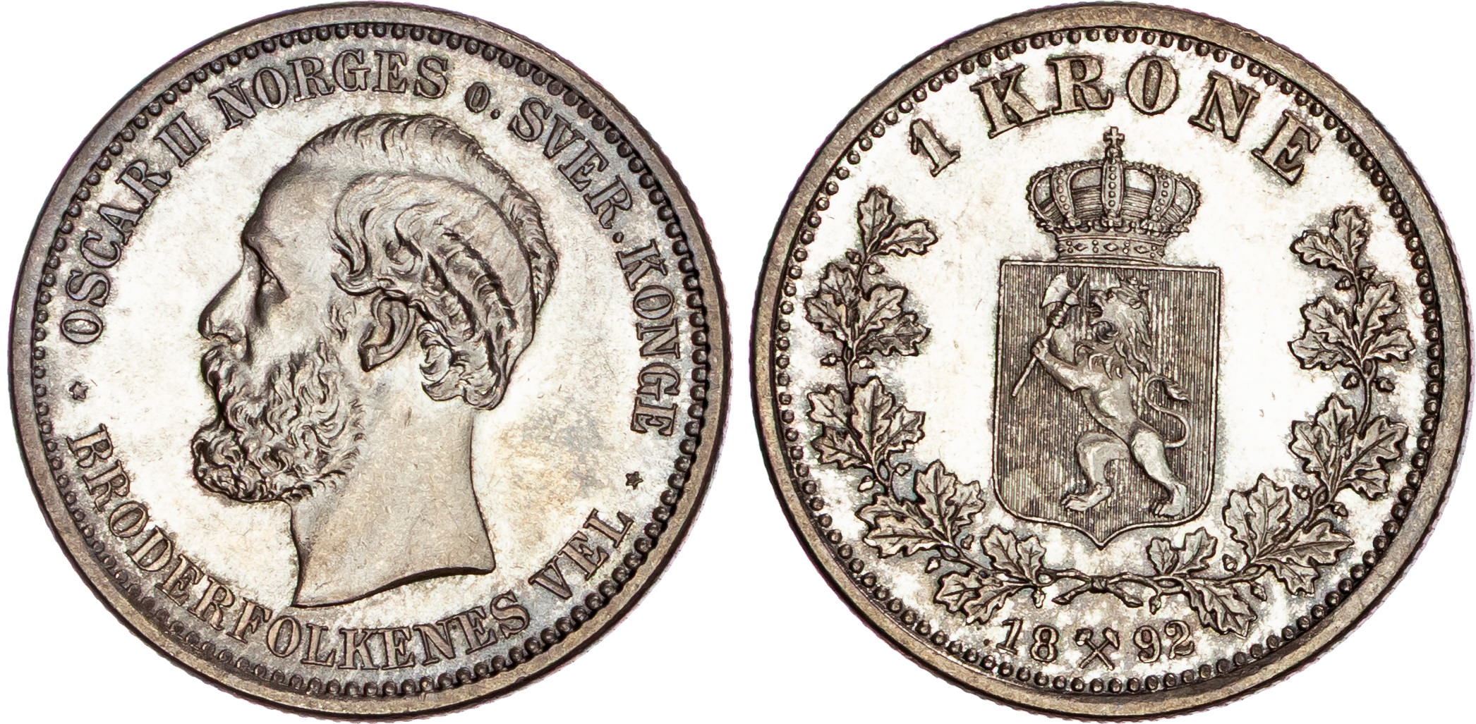 Norway, Oscar II (1872-1905), silver Krone, 1892