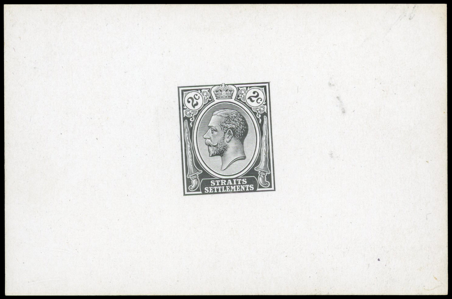 Straits Settlements 1912-23 2c die proof in black