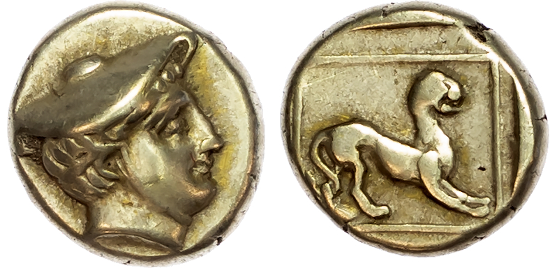 Lesbos, Mytilene (c. 377-326 BC) EL Hekte, 2.51g. 