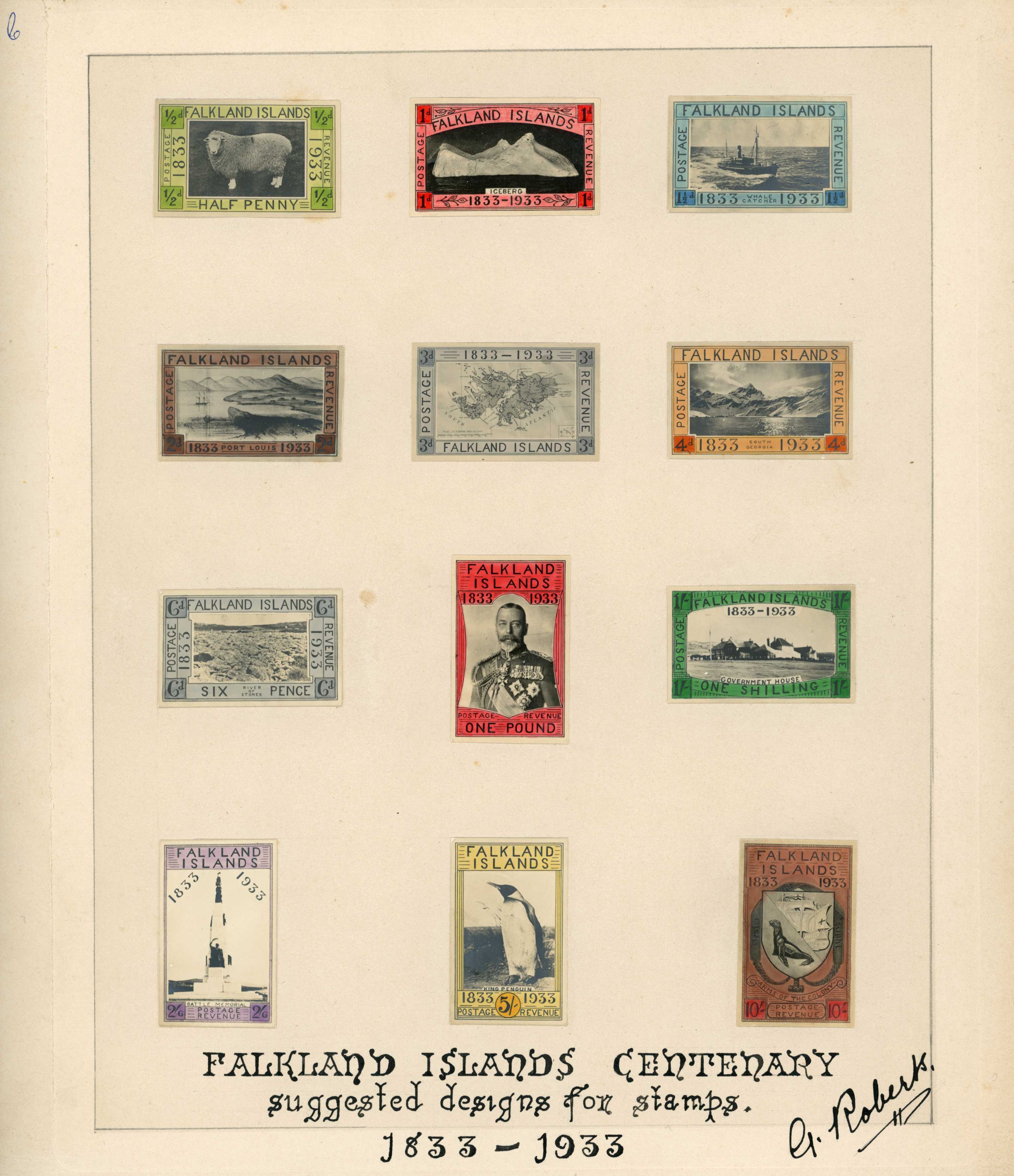 1933 set of twelve stamp sized...