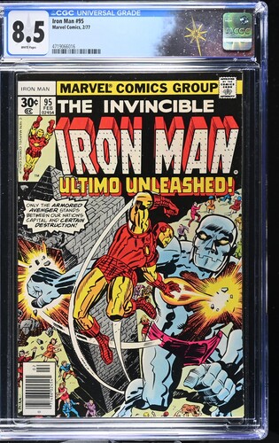 Iron Man #95 CGC 8.5 "Ultimo!" (Marvel Comics, 1977) White Pages