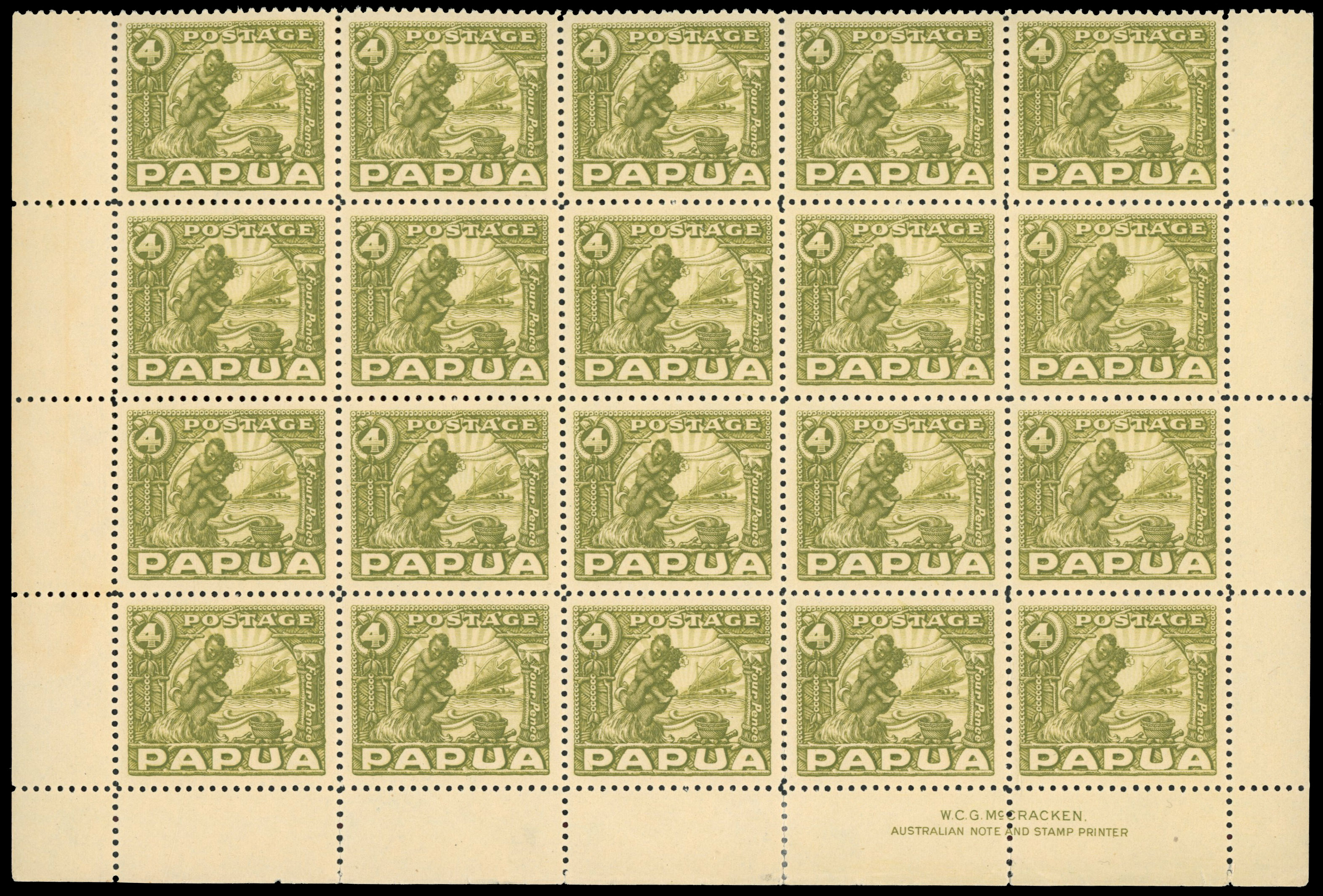 Papua SG 130/135 McCracken imprint blocks mint