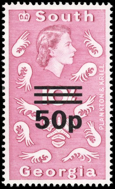 Falkland Is Dependencies SG 66w 1978 50p on 10s watermark inverted mint