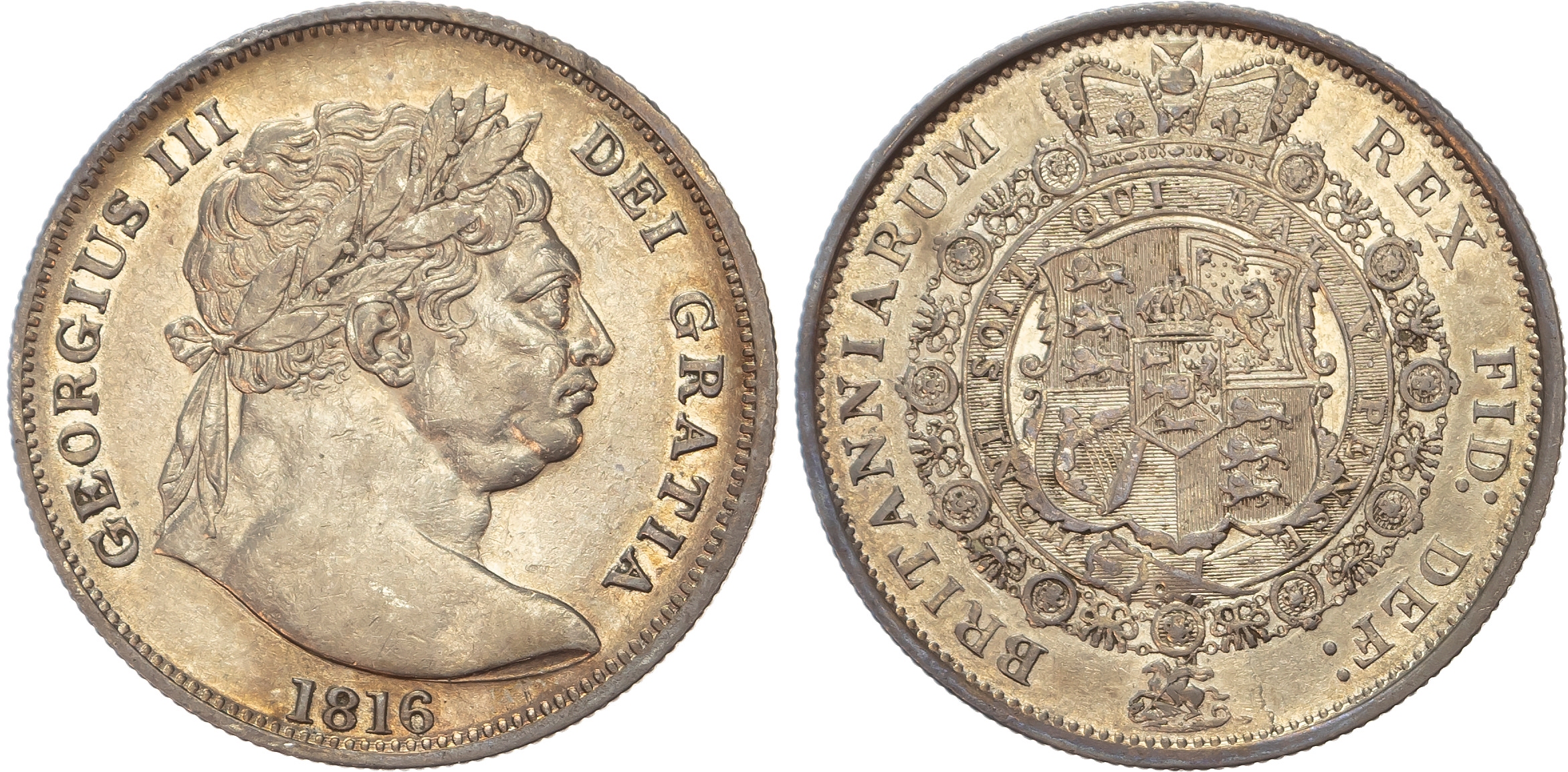 George III (1760-1820), 'Bullhead' Halfcrown, 1816