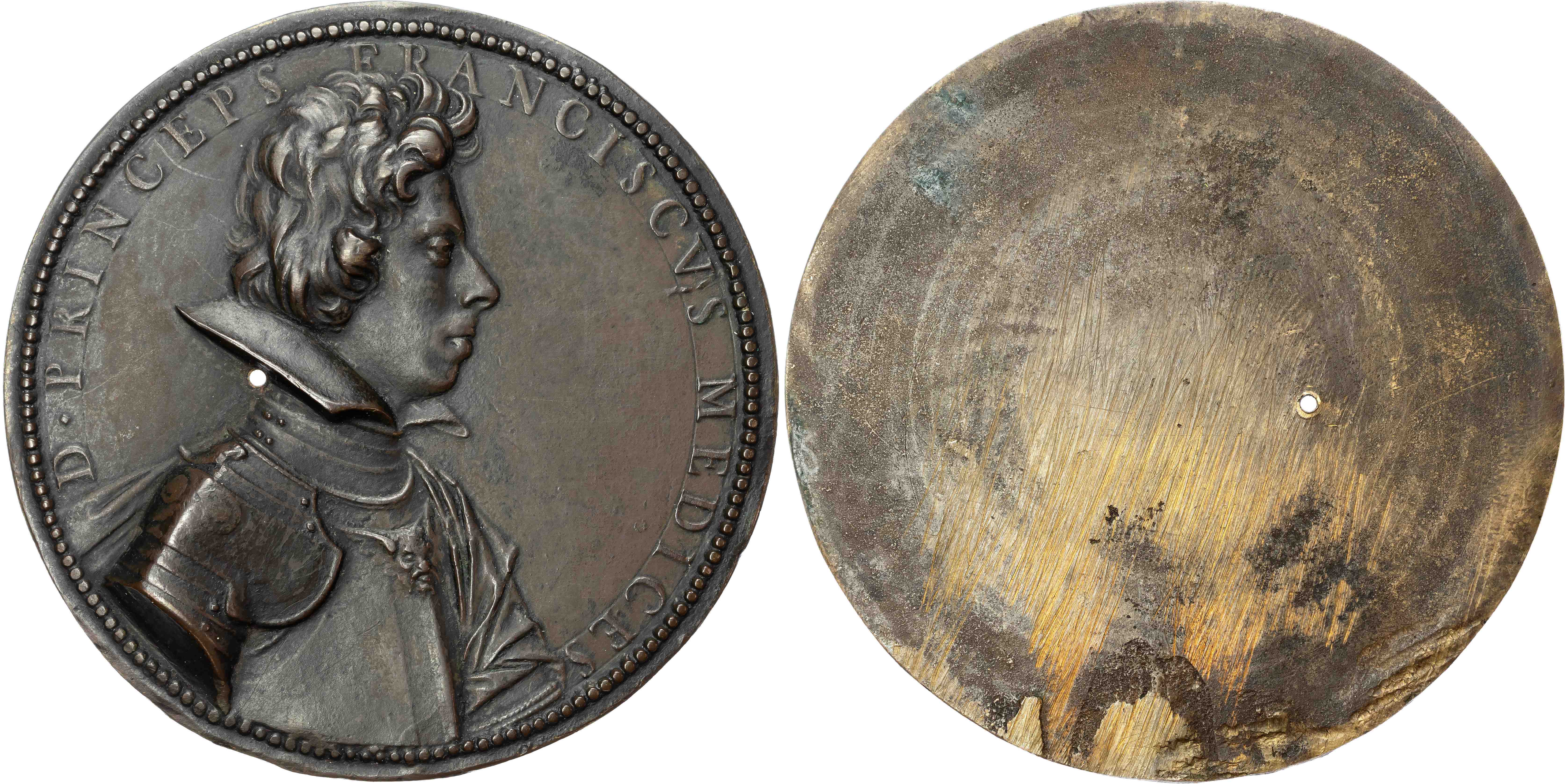 Italy, Francesco I de' Medici (1594-1614) Grand Duke of Tuscany, uniface cast copper medal (93mm/124gm), 1613, by G. Dupré