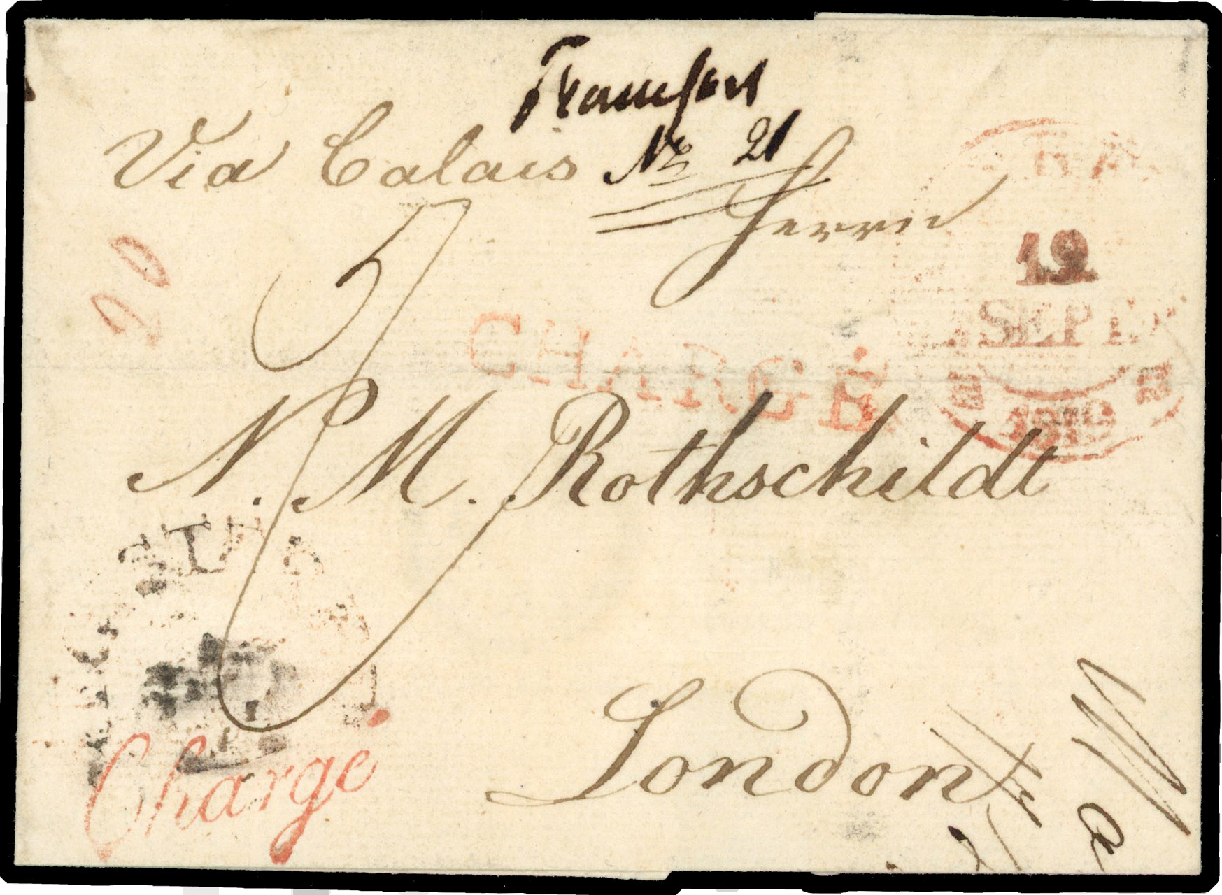 1819 pre-stamp/Incoming Registered Mail ‘REGISTERED' CROWN handstamp