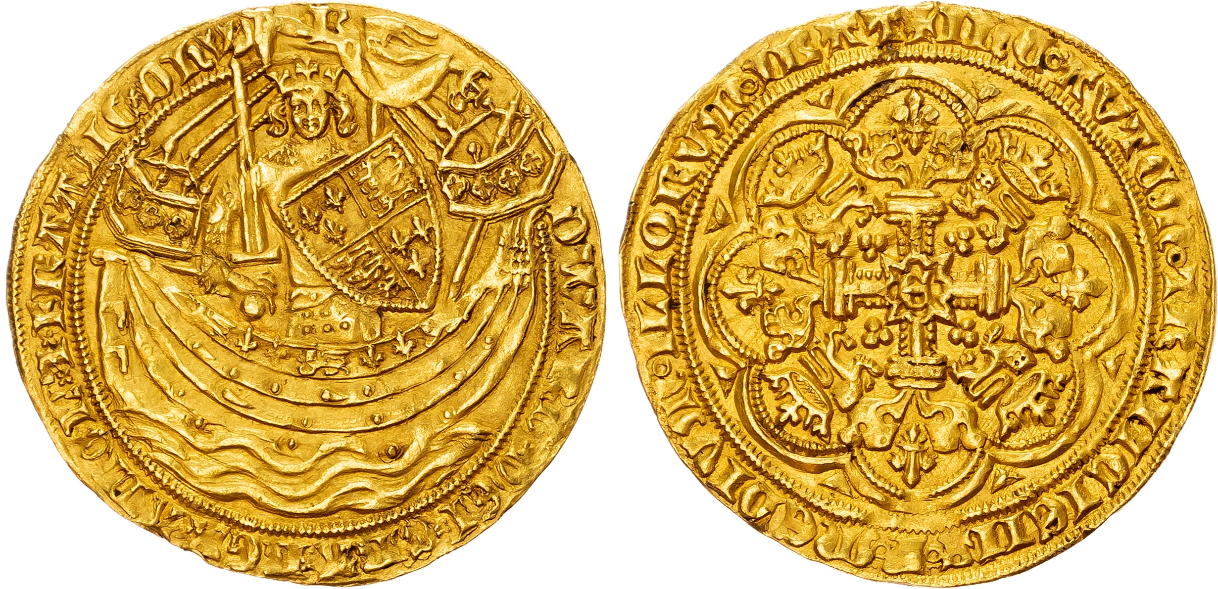 Edward III (1327-1377) Noble, fourth coinage, pre-treaty period with French title, series F/Gg (1356-61).