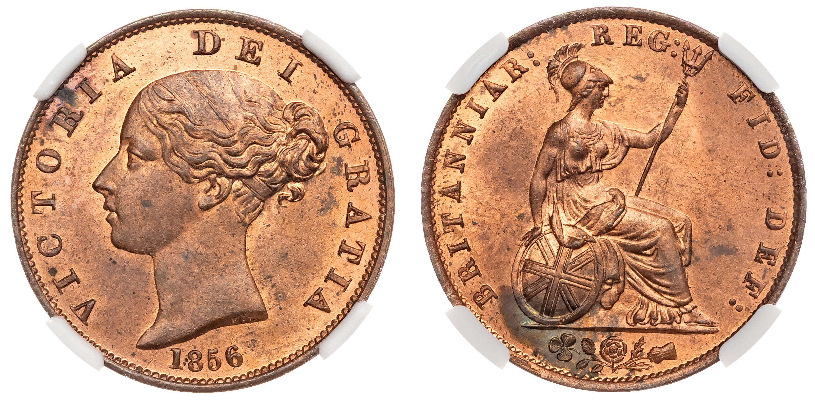 Victoria (1837-1901), Halfpenny, 1856. NGC MS64RB (Third Highest Graded by NGC)